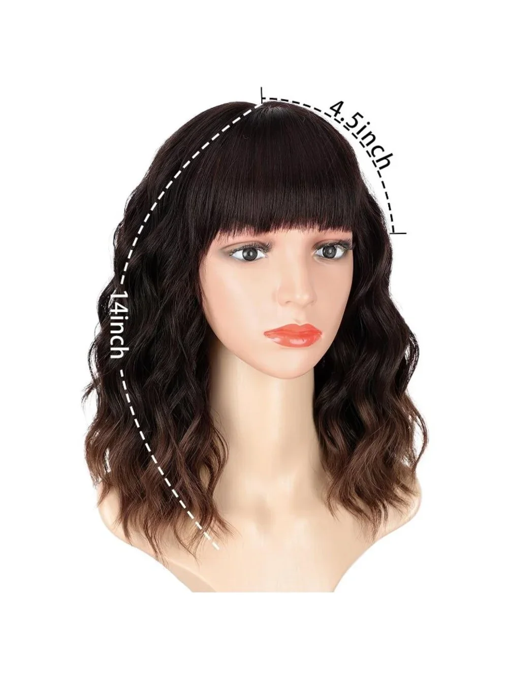 Women's Light Brown 14 Inch Heat Resistant Synthetic Fiber Shoulder Length Wigs